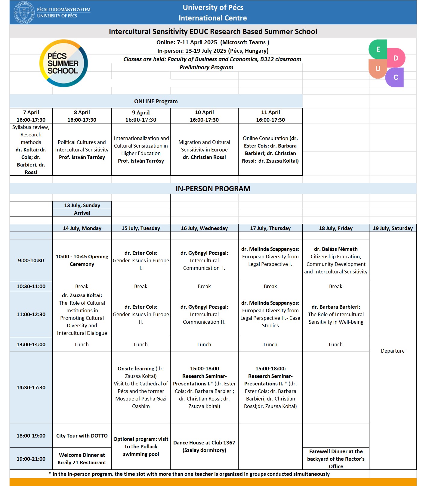 Schedule